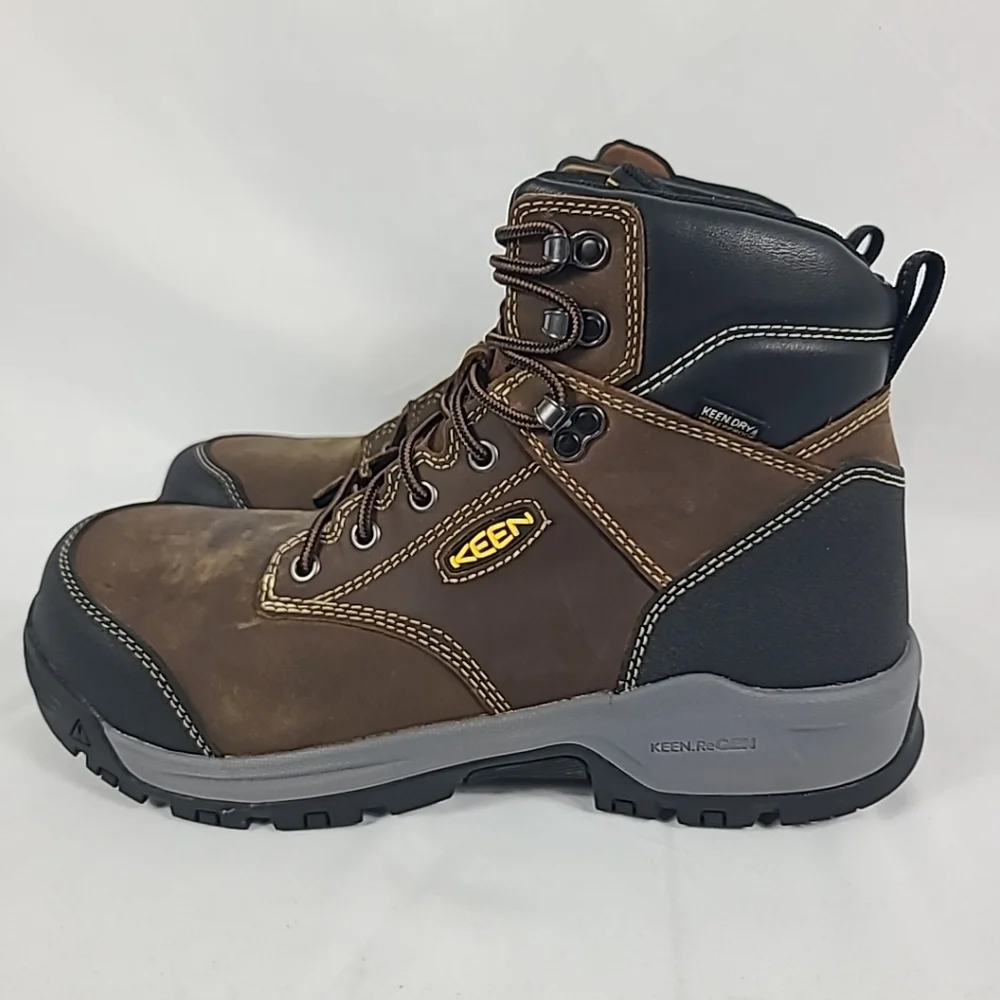NEW Keen Utility Men Evanston 6in WP CT Bison/Black Leather Work Boots Sz 10.5D